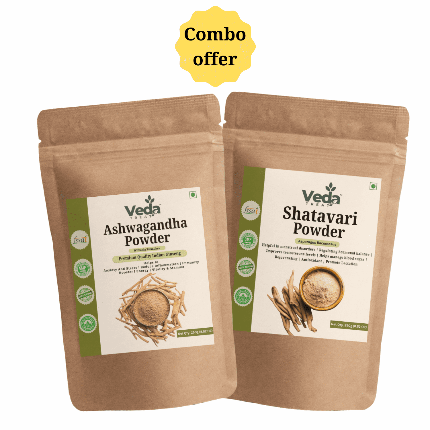 VedaTreat Organic Ashwagandha Powder and Shatavari Powder: 100% Pure & Natural Combo